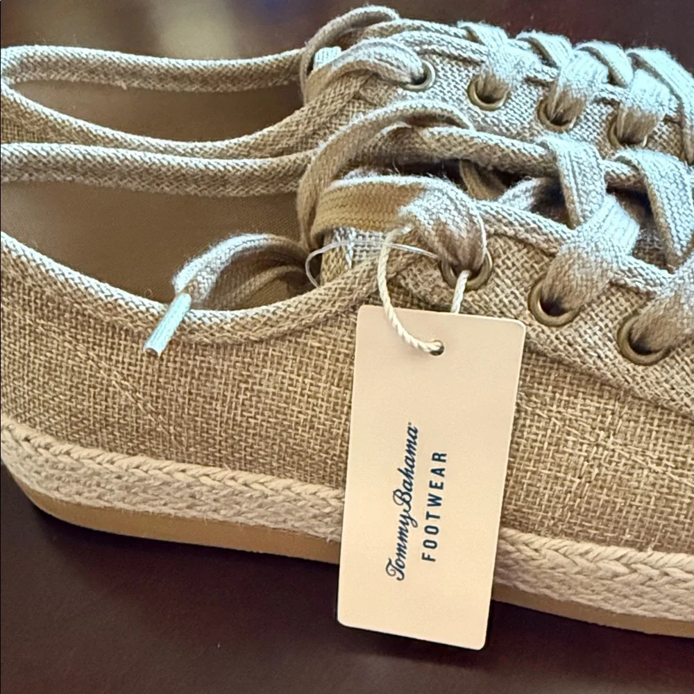 Tommy Bahama Galana Shimmer Tan Canvas Espadrille Sneakers Size  7.5